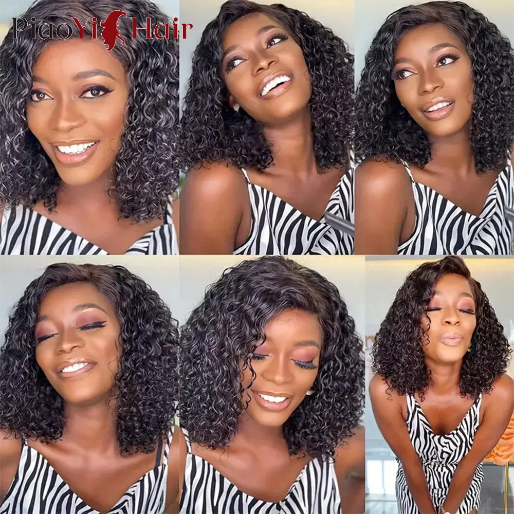 Glueless Wigs Human Hair Water Wave Bob Wig Human Hair 100% Ready to Wear Curly Wave Human Hair Wigs 4X4 Lace Bob Top Quality