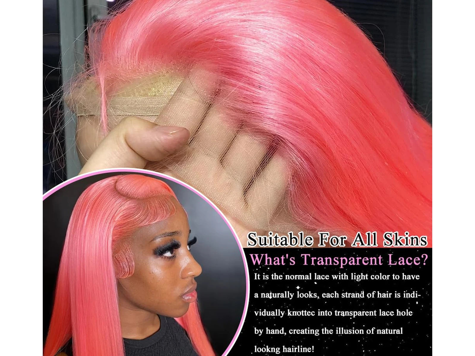 36 Inch Light Pink Human Hair Pre Plucked 13x4 HD Transparent Lace Front Wigs 100% Brazilian Straight Human Hair Wig For Women