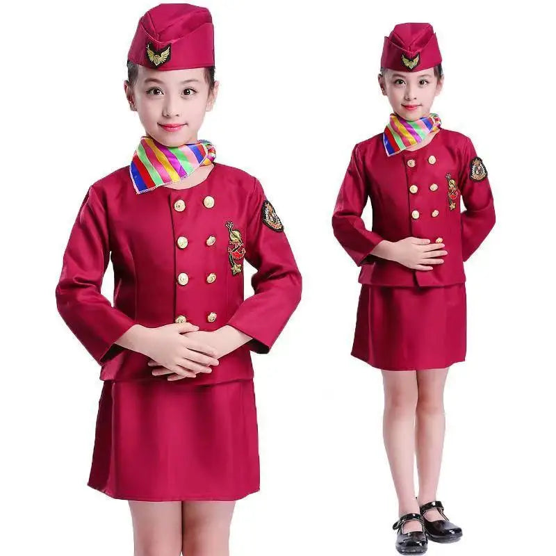 Halloween Costumes for Kids Aviation Uniforms Cosplay Pilot Flight Attendant Aircraft Boys Girls Carnival Role Play Clothing