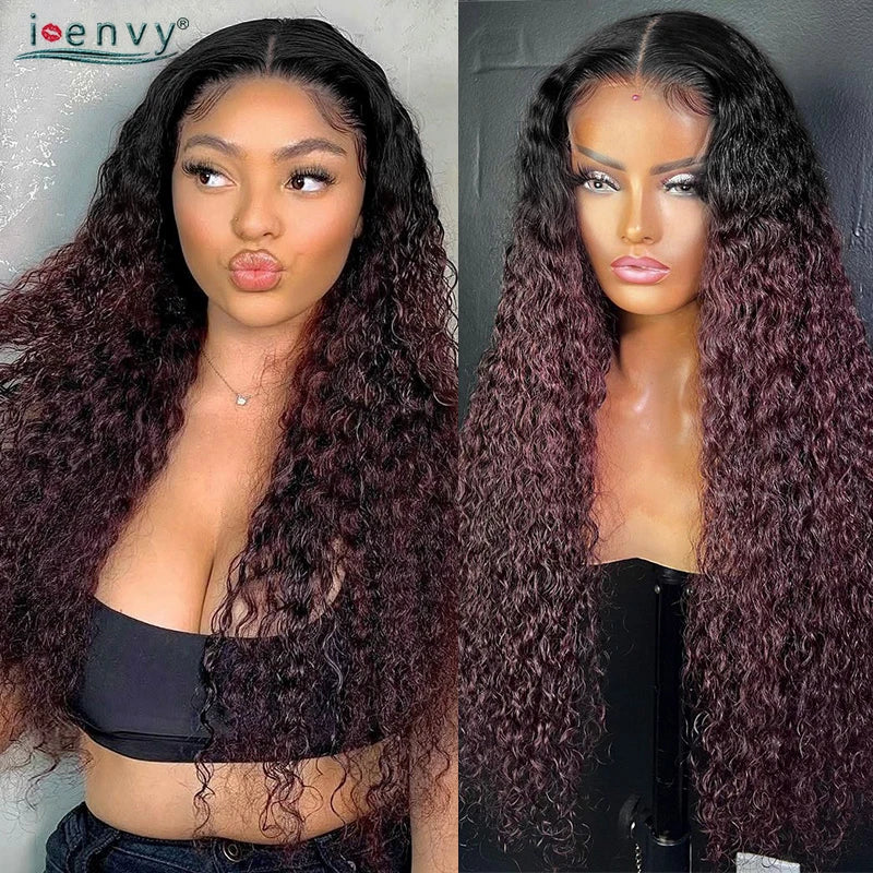 Burgundy Wear And Go Glueless Wigs Human Hair Body Wave Wigs For Women 4X4 Lace Closure Wig Ready To Wear Curly Human Hair Wigs