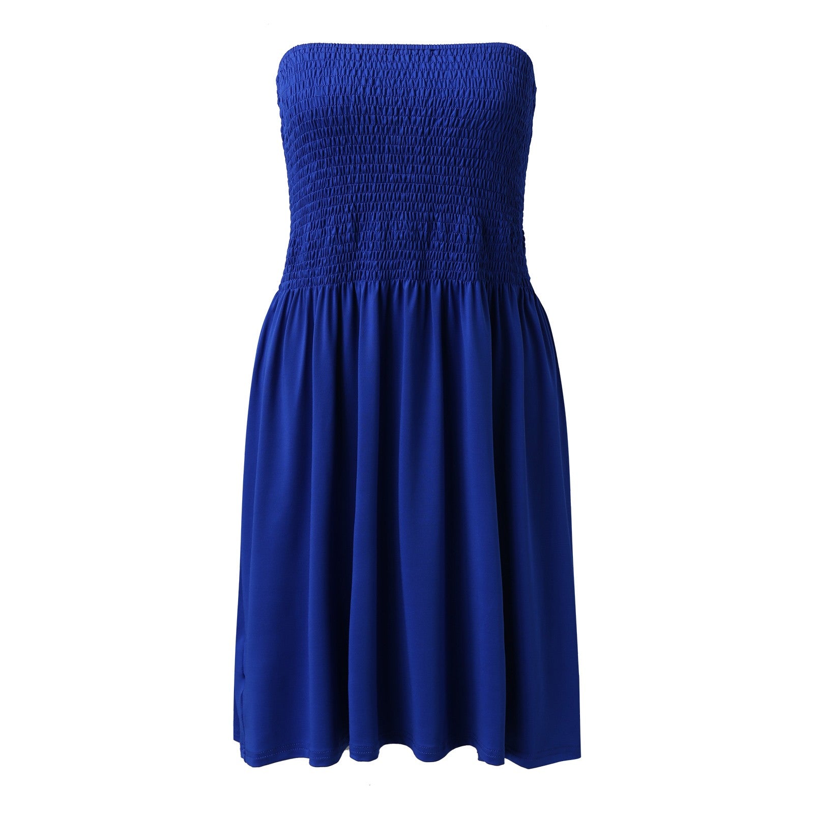 Sexy Off Shoulder Strapless Dress Women Summer Pleated Elastic Waist Party Beach Dresses Ladies Elegant Beach Flowy A Line Dress