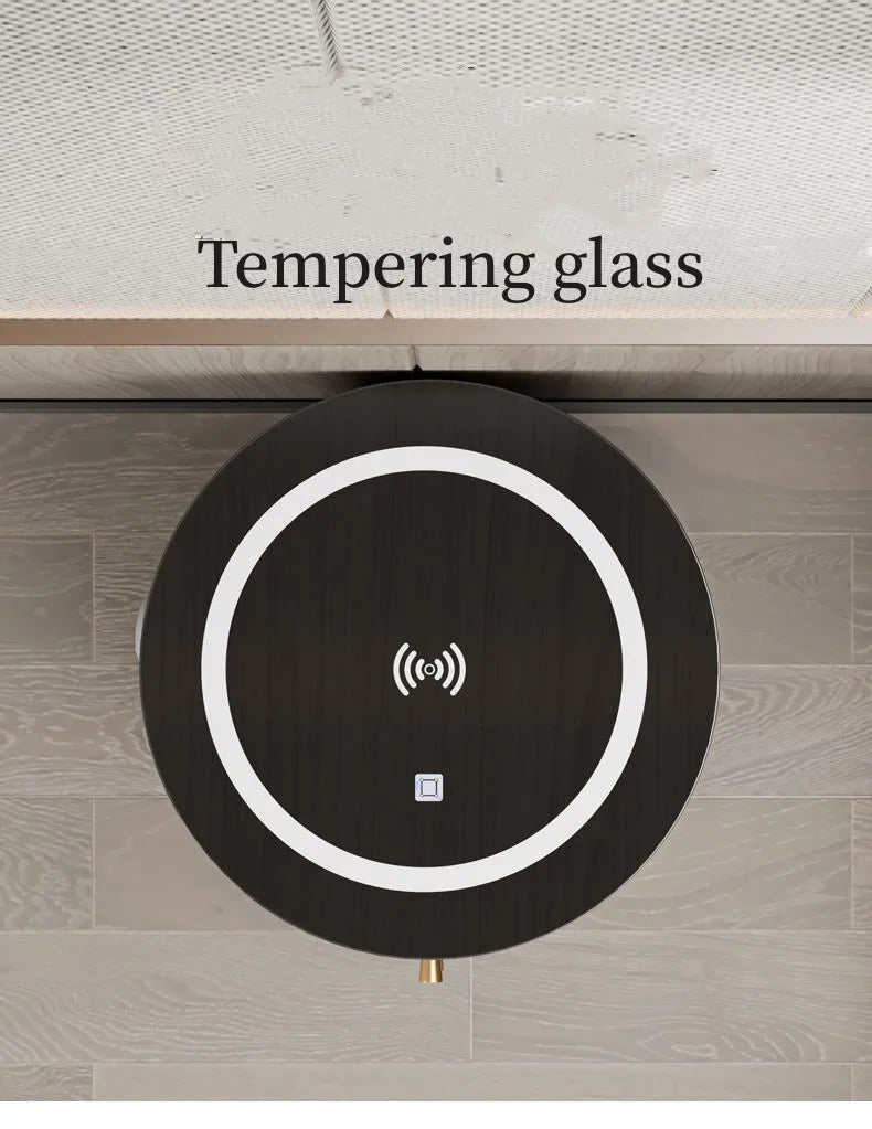 Round Modern Smart Bed Head Cabinet Wireless Charging Bluetooth Audio Multifunctional Beside Table