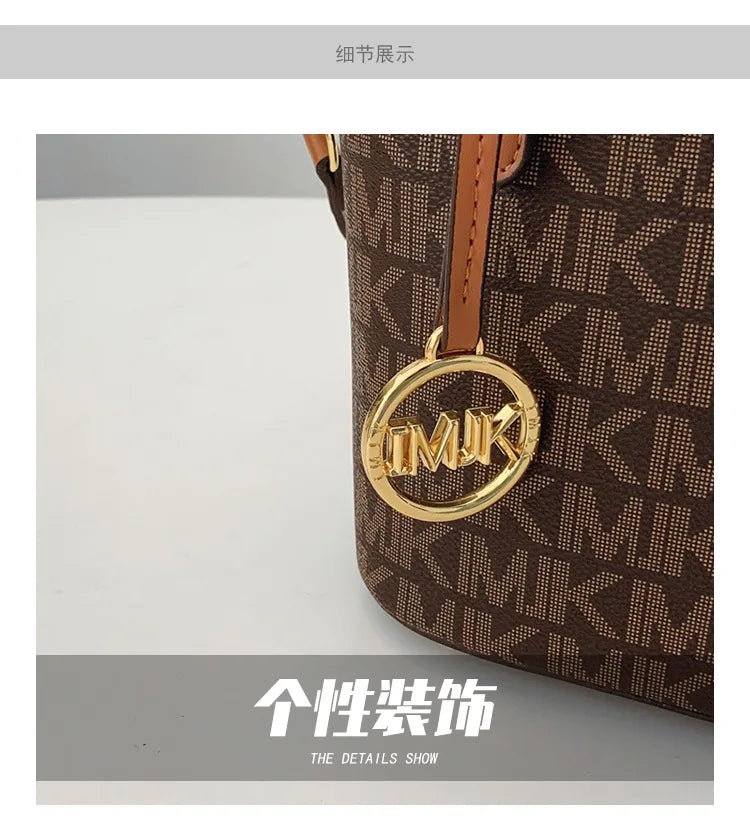Luxury 2025 Vintage Print Bucket Bag - Premium Shoulder & Crossbody Purse with Detachable Strap, Fashion Designer Handbag
