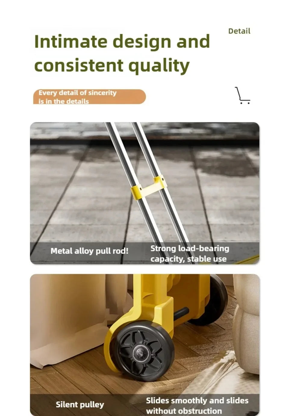 Luggage Pull Rod Pickup Small Cart Folding Household Portable Cargo Handling Trailer Shopping Grocery Cart