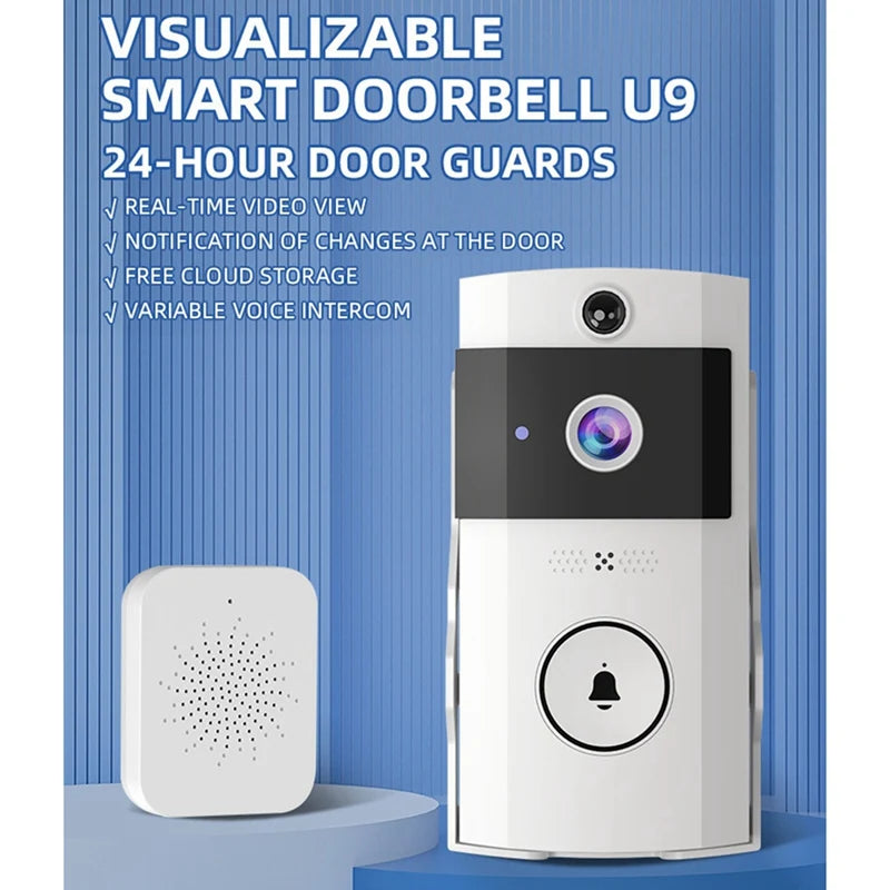 Smart WIFI Doorbell Camera With Solar Charging, Waterproof, Night Vision, HD, Two-Way Intercom Voice For Home Security