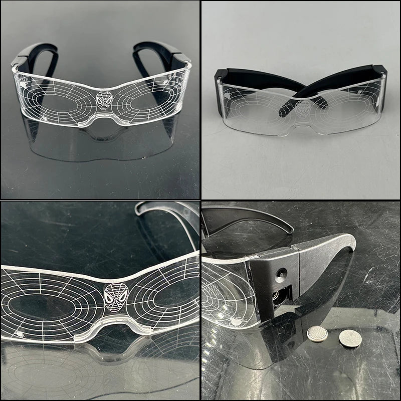 Acrylic LED Luminous Glasses Glow Party Glasses Neon Light Up Visor Eyeglasses DJ Bar Party Eyewear For Halloween Christmas