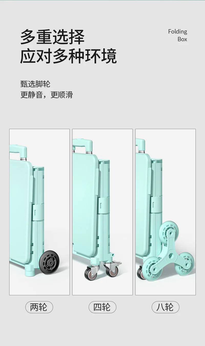 Eco-Friendly Foldable Cart - Lightweight Rolling Trolley with Telescopic Handle, for Groceries, Storage & Sustainable Shopping