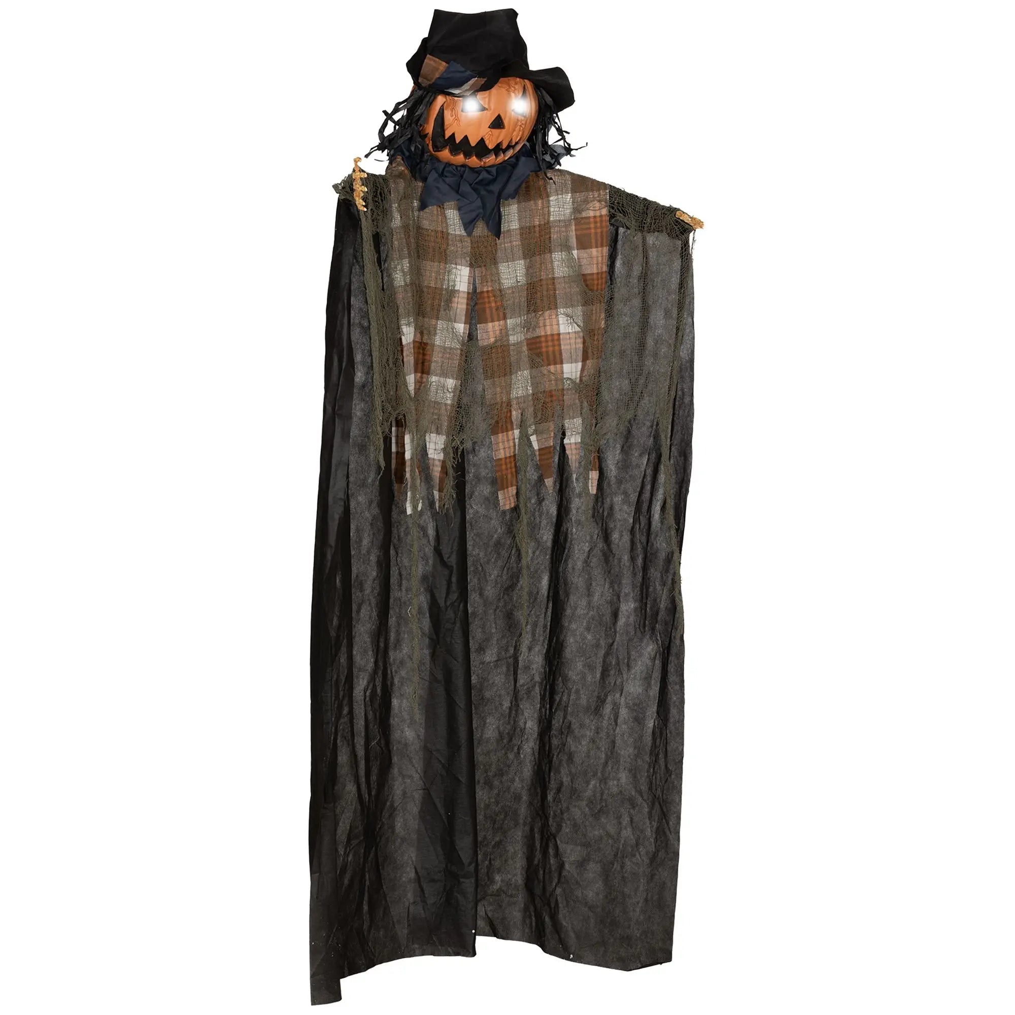 6' Life-Size Outdoor Halloween Hanging Pumpkin Ghost Sound Activated with Creepy Speaking Light up Eyes Holiday Supplies Prop