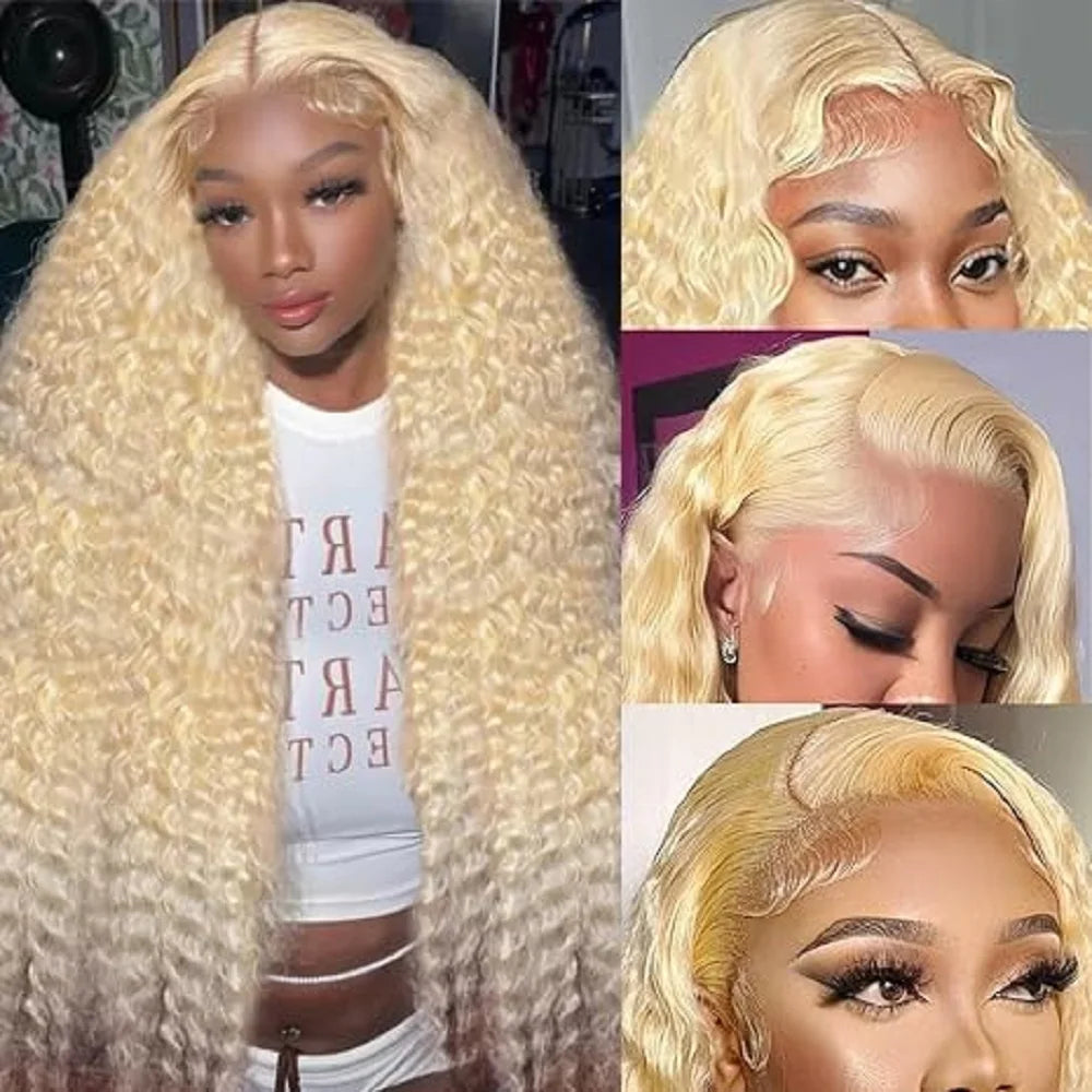613HD Transparent Lace Frontal Wig Deep Wave 13x4Lace Front Human Hair Wig For Women Blonde Curly Wigs Loose Deep Wave Lace Wigs