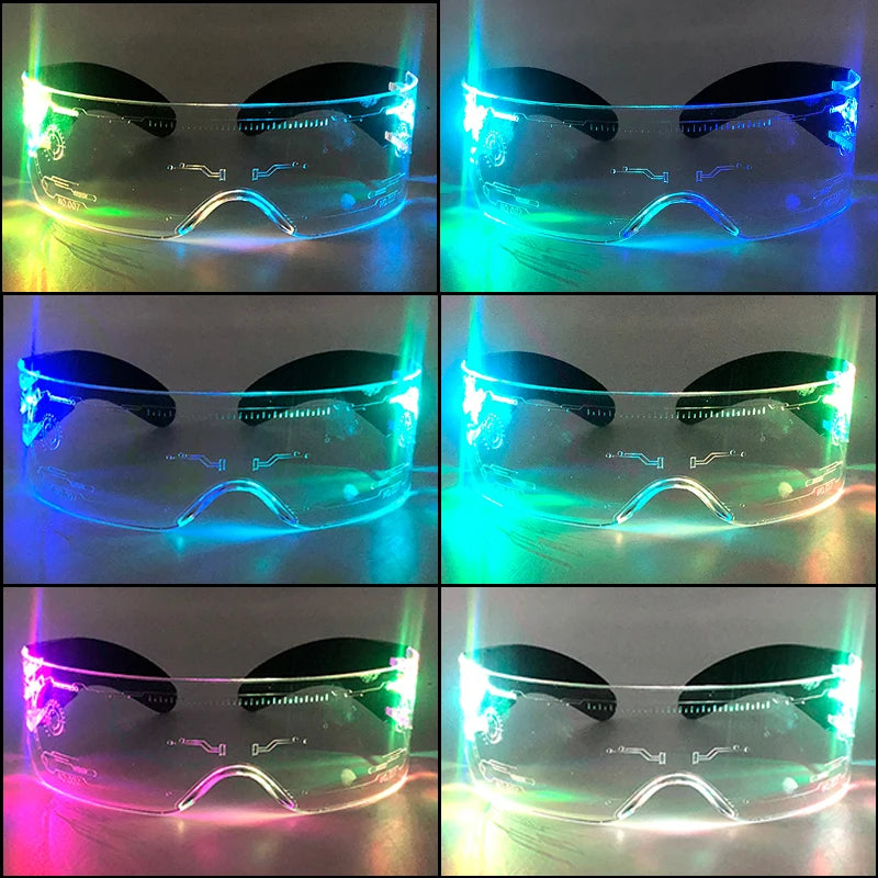 Acrylic LED Luminous Glasses Glow Party Glasses Neon Light Up Visor Eyeglasses DJ Bar Party Eyewear For Halloween Christmas