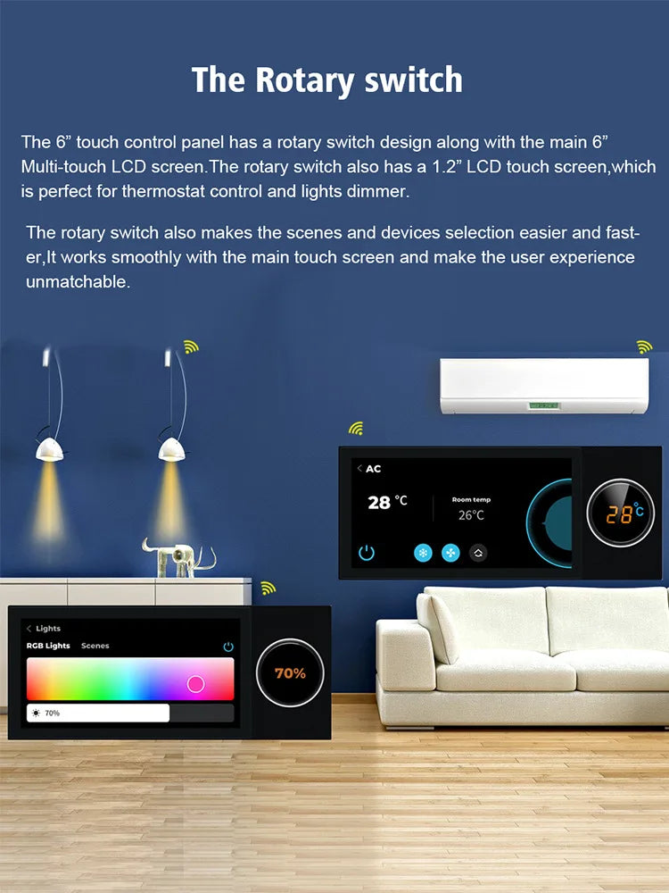 Smart home 6-inch central control screen Built-in zigbee gateway alexa speaker, smart central control screen Tuya