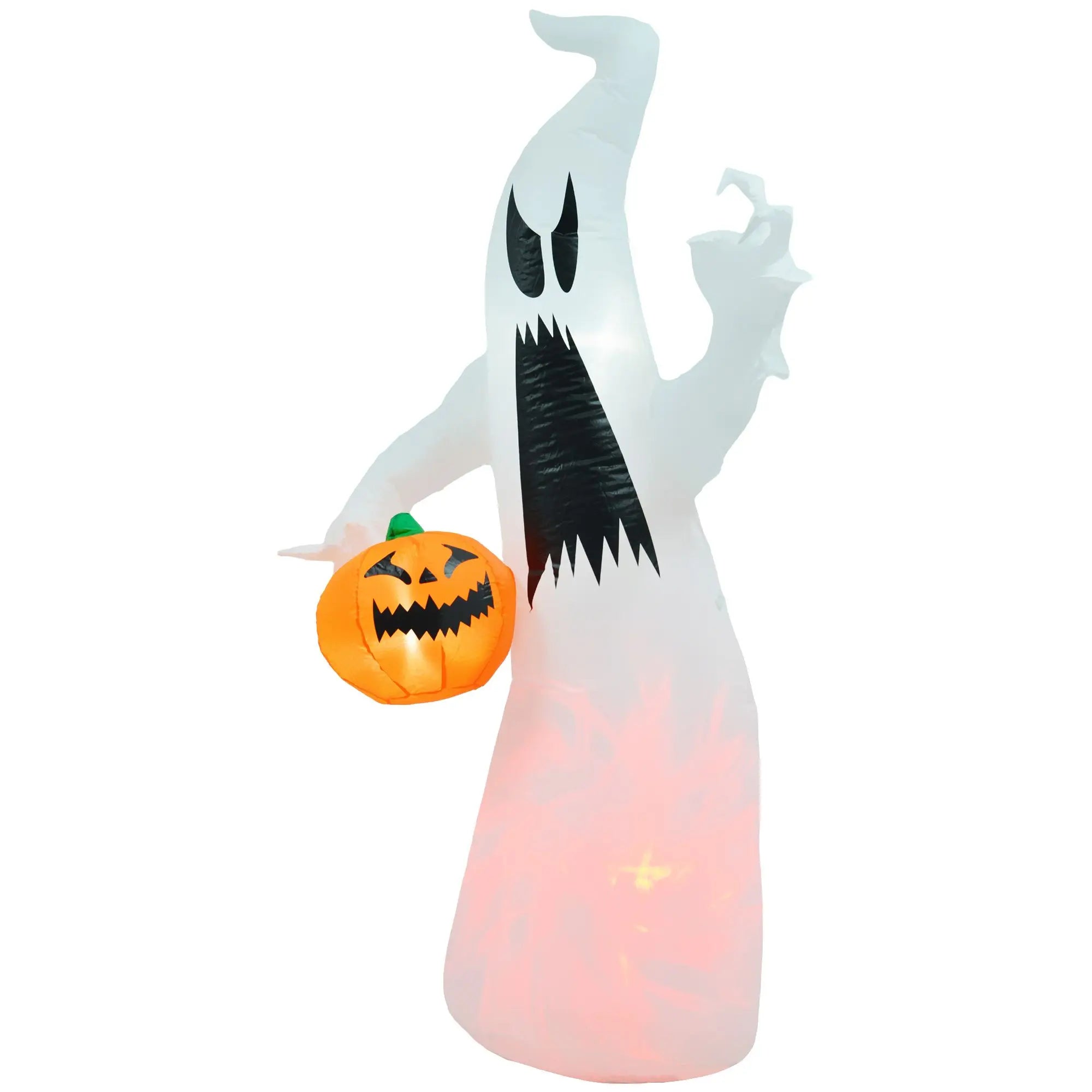 Halloween LED Ghost with Pumpkin 5.9' Inflatable Outdoor Decoration Waterproof Yard Decorations for Holiday Blow Yard Ornament