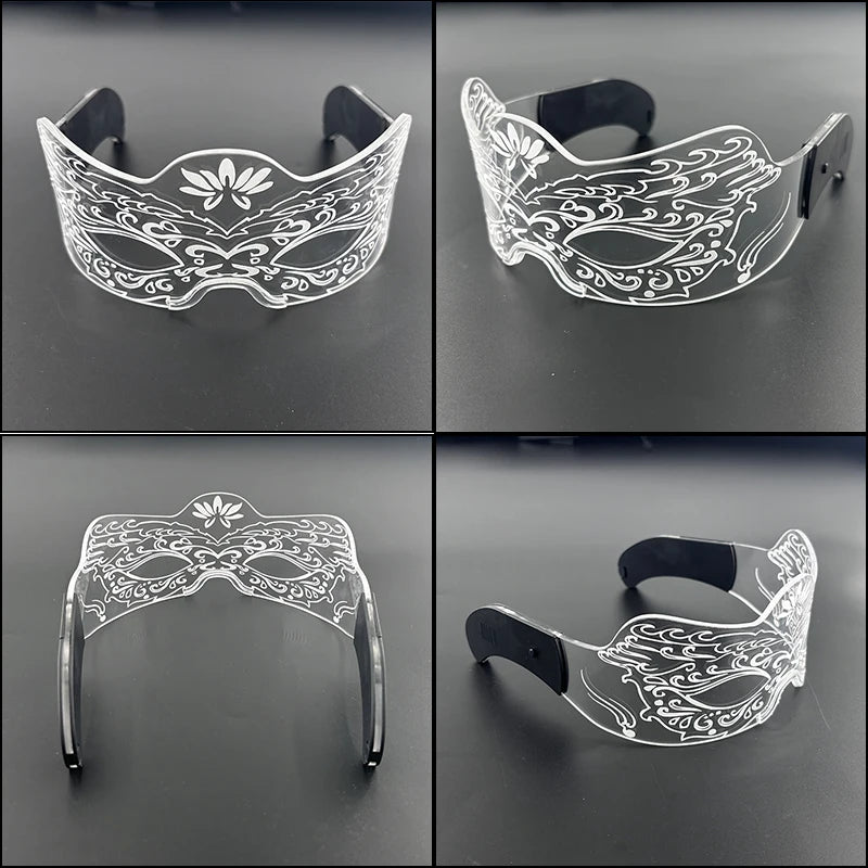 Acrylic LED Luminous Glasses Glow Party Glasses Neon Light Up Visor Eyeglasses DJ Bar Party Eyewear For Halloween Christmas