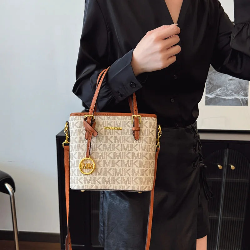 Luxury 2025 Vintage Print Bucket Bag - Premium Shoulder & Crossbody Purse with Detachable Strap, Fashion Designer Handbag