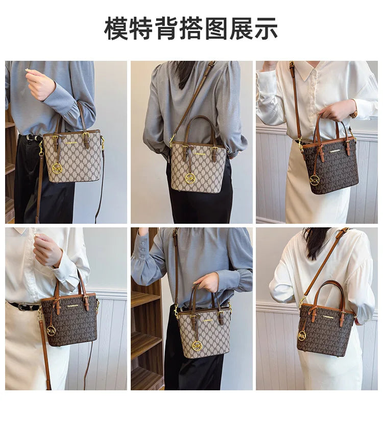 Luxury 2025 Vintage Print Bucket Bag - Premium Shoulder & Crossbody Purse with Detachable Strap, Fashion Designer Handbag