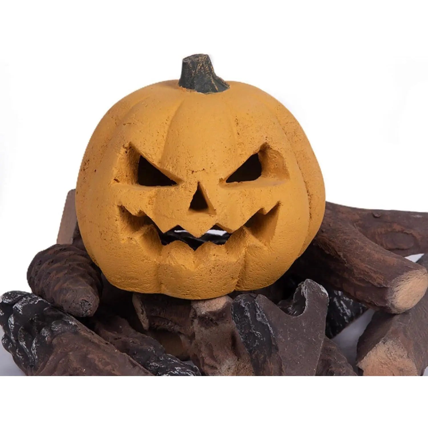 1-Pack Pumpkin Gas Log Ceramic Fire Lgs Ventless Vent Free Propane Gel Ethanol Electric Outdoor Halloween Holiday Supplies