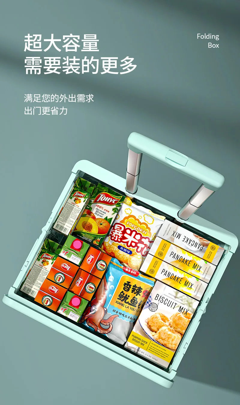 Eco-Friendly Foldable Cart - Lightweight Rolling Trolley with Telescopic Handle, for Groceries, Storage & Sustainable Shopping