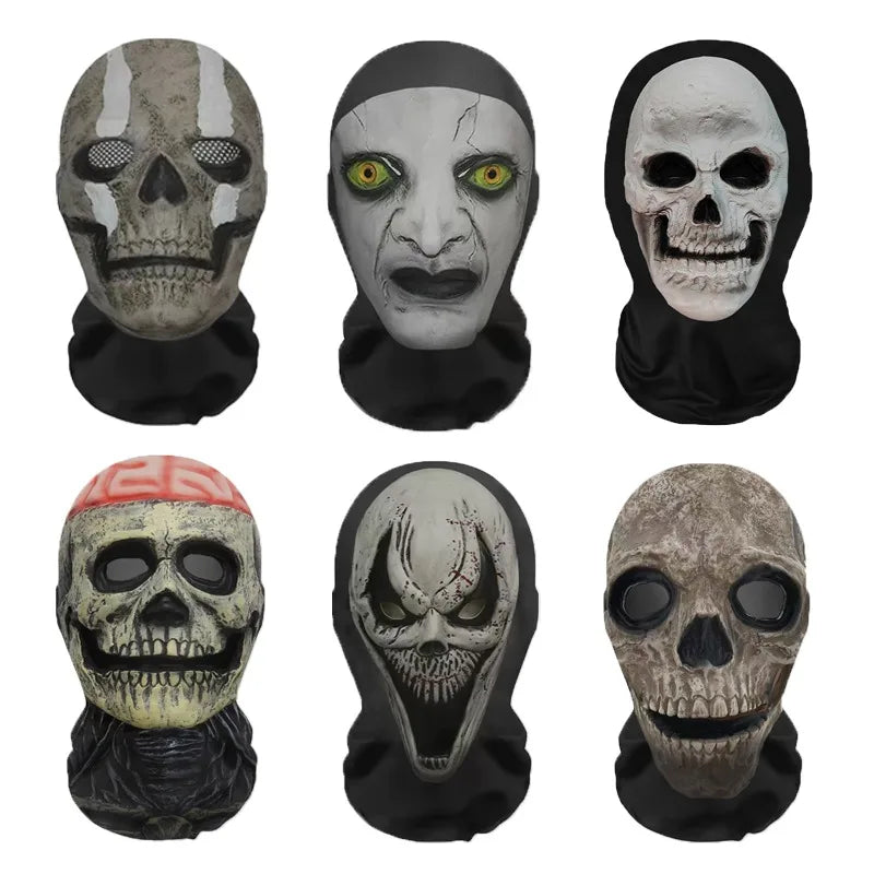 Halloween Ghost Face 3D Mask Balaclava Full Face Elastic Mesh Breathable Skull Headcovers Horror Party Halloween Cosplay Props