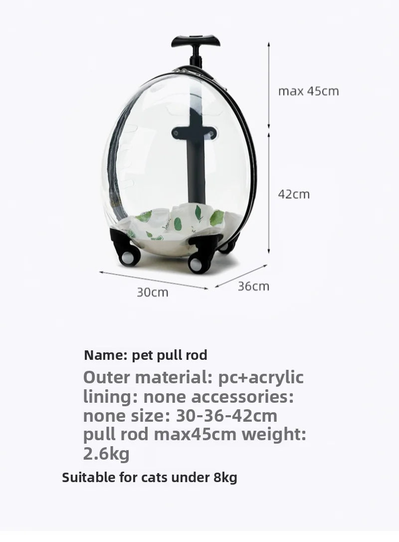 Pet Transparent Trolley Case Cat Dog Travel Convenient Portable Large Capacity Cart Ventilate Pet Carriers Supplies Accessories
