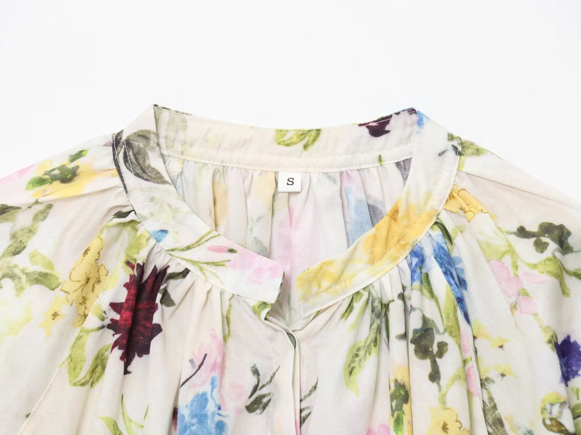 Ladies Printed Shirt New Women's Fashion Printed Long Standing Collar Casual Loose Round Neck Regular Fit Shirt