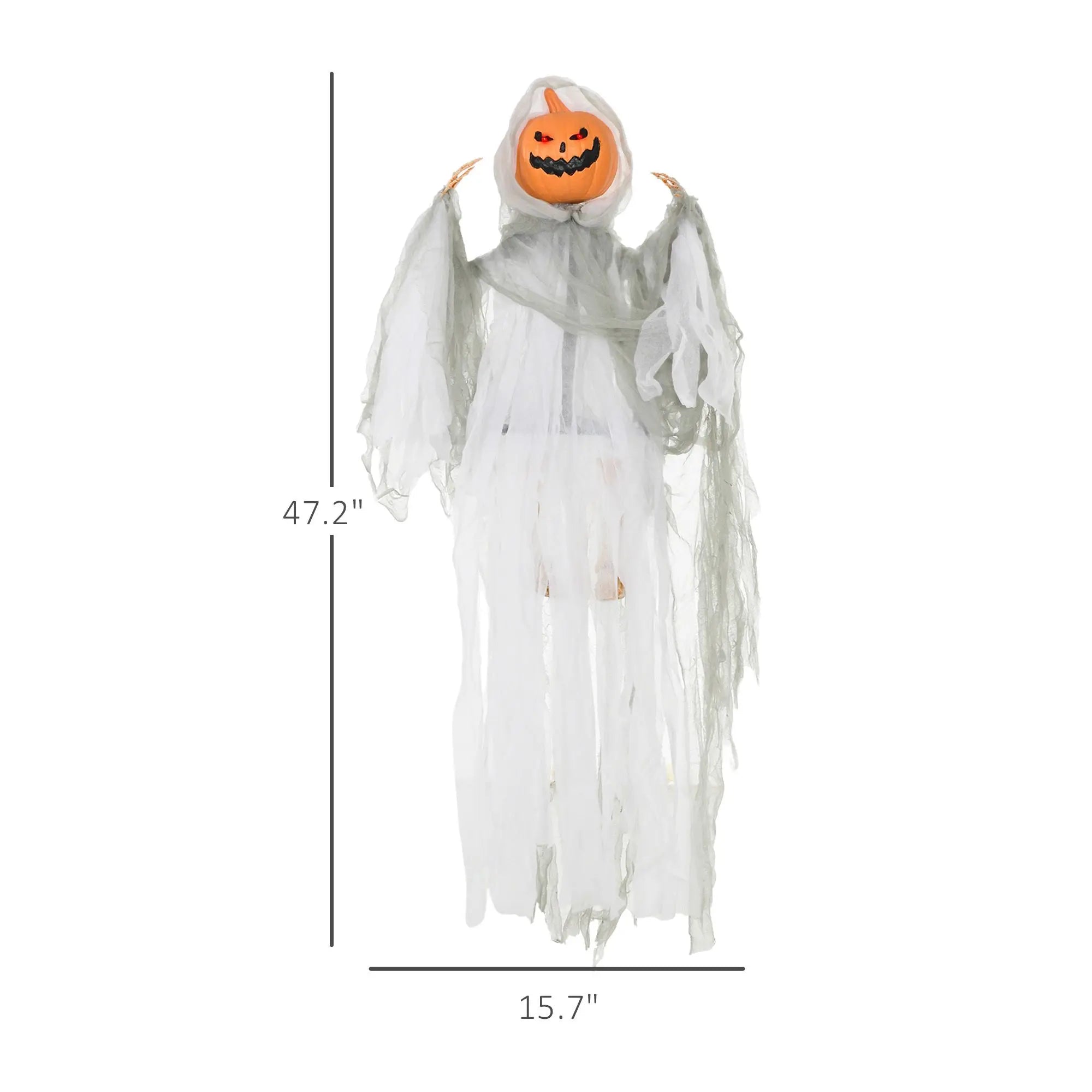 3.9' Outdoor Halloween Hanging Pumpkin Ghost Sound Activated Creepy Howling Light up Eyes Party Decorations