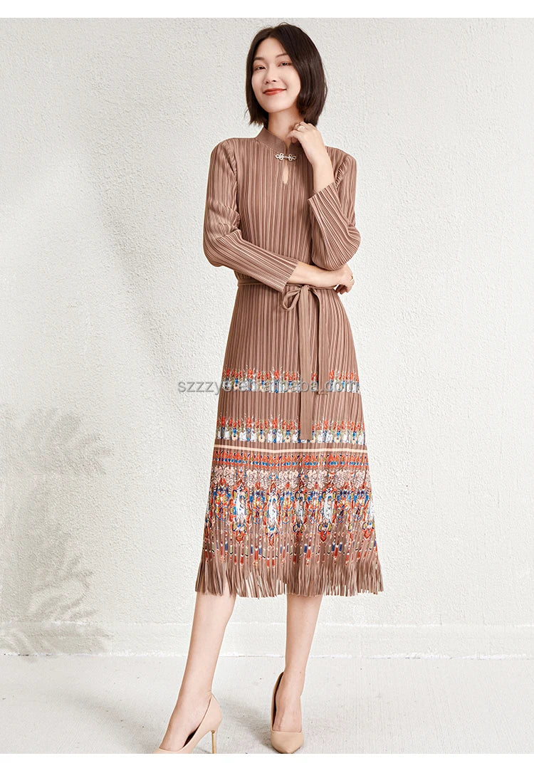 Ladies Dresses 2025 Elegant Casual Dresses Miyake Pleated Dresses