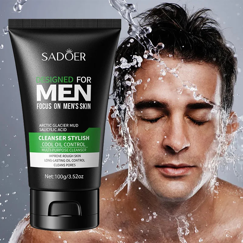 Men's Facial Cleanser Deep Clean Improve Oily Face Wash Cream Face Wash Foam Brightening Rejuvenation Face Cleanser Skin Care
