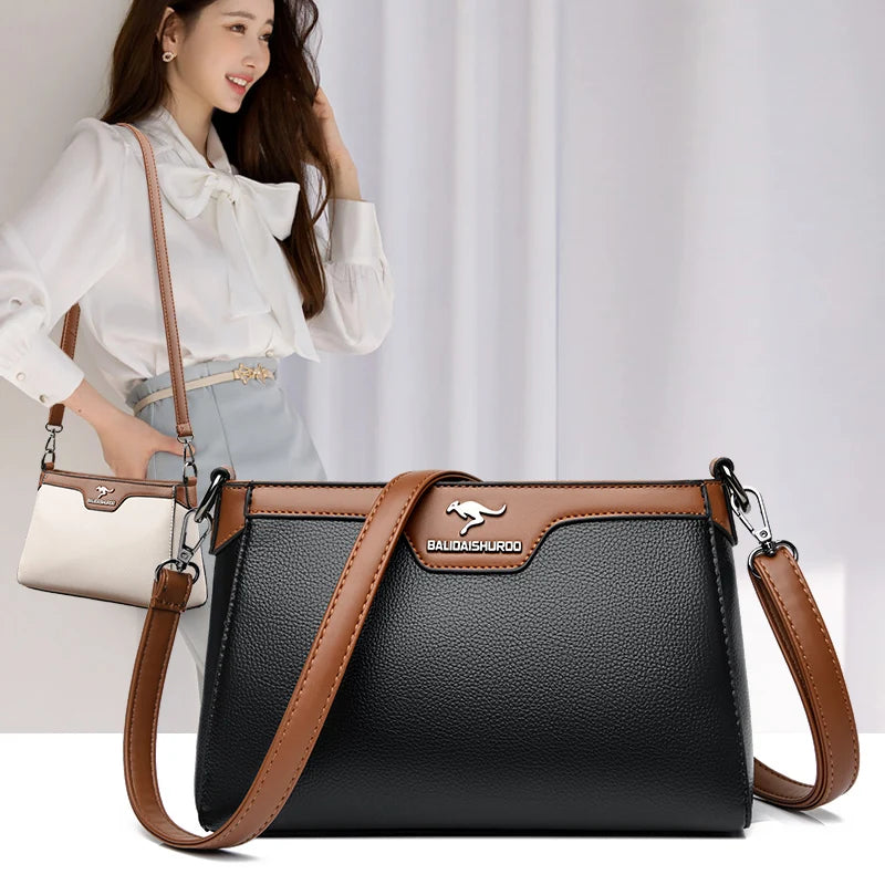 Luxury Designer Women's One Shoulder Crossbody Bag 2023 New 2 Straps Women's Handbag Wallet High Quality Leather Shoulder Bag