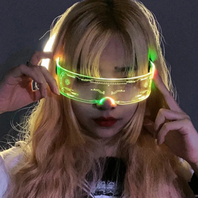 Acrylic LED Luminous Glasses Glow Party Glasses Neon Light Up Visor Eyeglasses DJ Bar Party Eyewear For Halloween Christmas