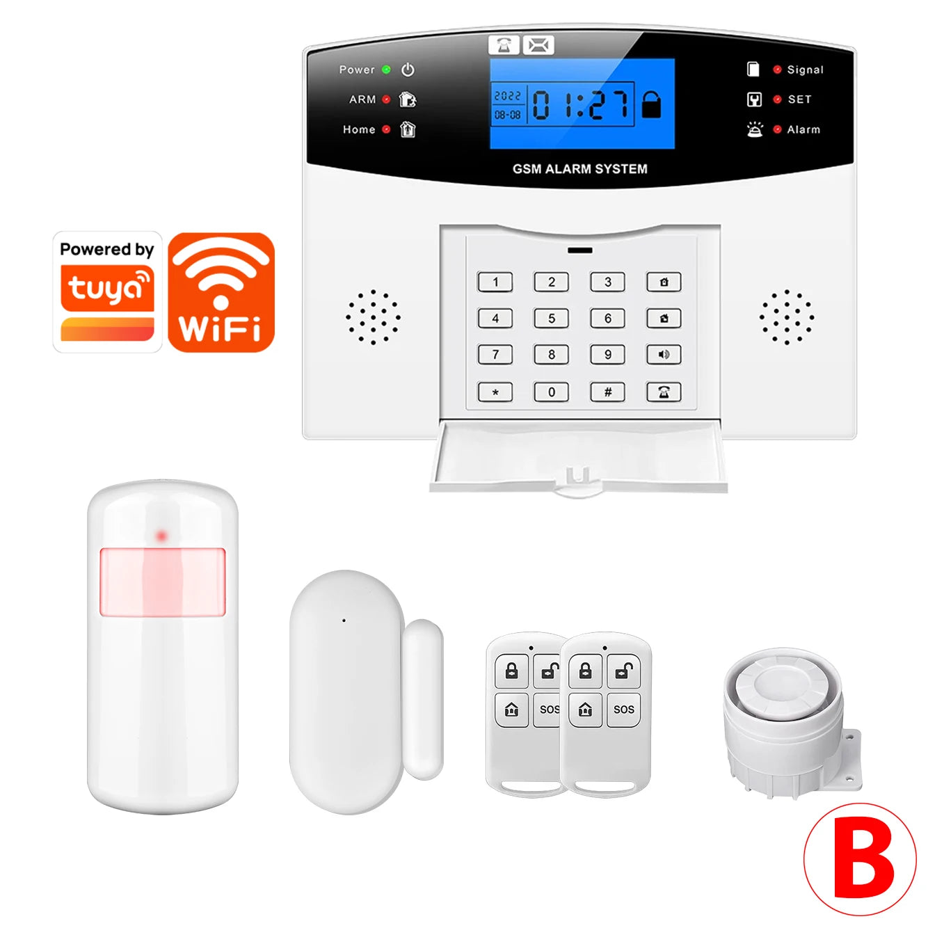 GSM WiFi Smart Alarm System, Wireless DIY Smart Home Security System With APP Control,Works with Alexa,for Houses,Apartments