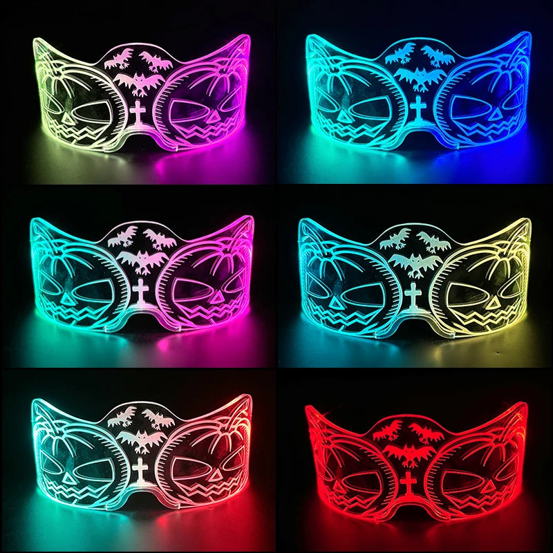 Acrylic LED Luminous Glasses Glow Party Glasses Neon Light Up Visor Eyeglasses DJ Bar Party Eyewear For Halloween Christmas