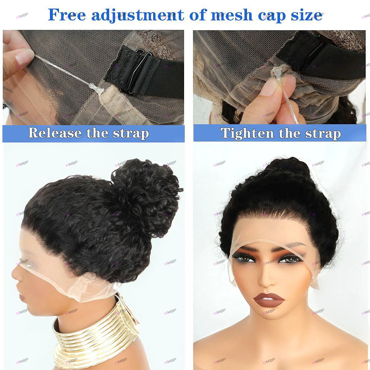 Invisi Strap 360 Full Lace Glueless Human Hair Wigs Kinky Curly Hidden Strap 360 Lace Wig Invisi Strap Snug Fit 360 HD Lace Wigs