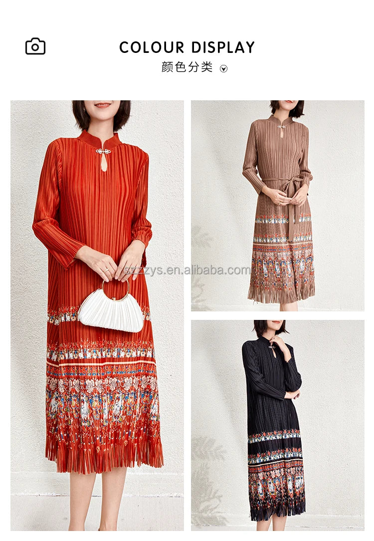 Ladies Dresses 2025 Elegant Casual Dresses Miyake Pleated Dresses