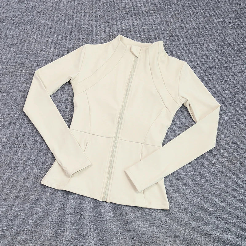 Women's Slim Fit Long Sleeve Sports Coat Yoga Shirt Breathable Fitness Top Pilates Thin Fast Running Clothing