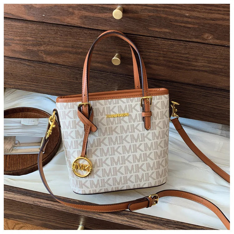 Luxury 2025 Vintage Print Bucket Bag - Premium Shoulder & Crossbody Purse with Detachable Strap, Fashion Designer Handbag