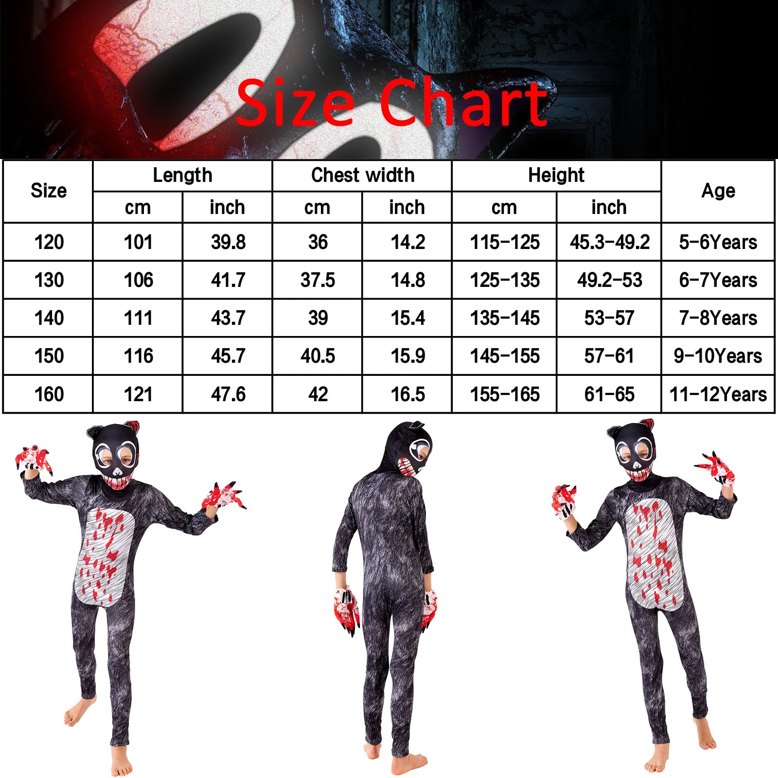 Halloween Costumes for Kids Anime Black Cat Cosplay Boys Girls Bodysuit and Gloves Horror Cartoon Disfraces Cosplay Clothing