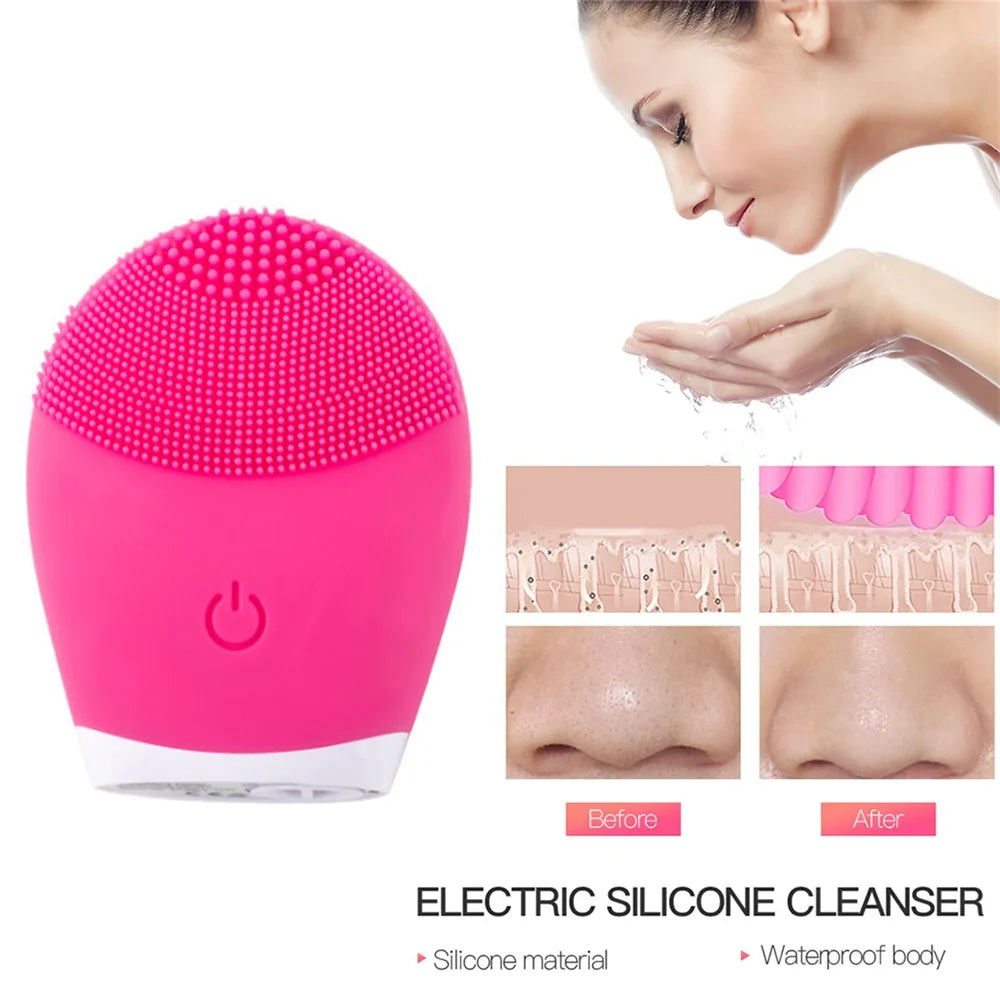 Facial Brush Acoustic Exfoliation Facial Brush Electric Facial Washer Waterproof Electric Silicone Facial Cleanser Massager