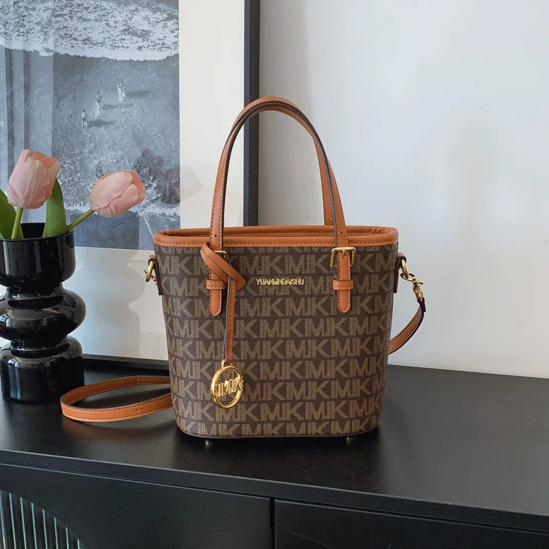 Luxury 2025 Vintage Print Bucket Bag - Premium Shoulder & Crossbody Purse with Detachable Strap, Fashion Designer Handbag