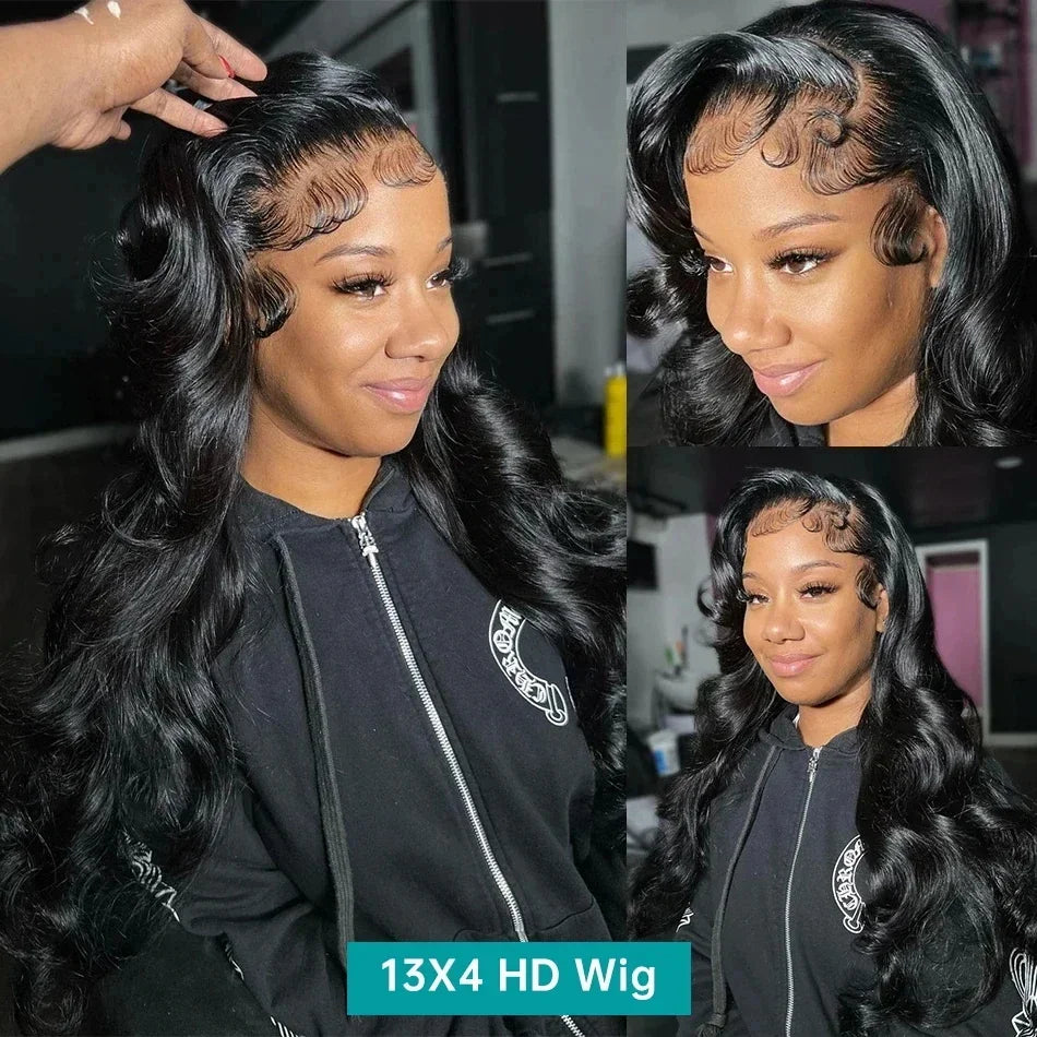 Transparent 13x4 Lace Frontal Human Hair Wigs Brazilian 13x6 Body Wave Lace Front Wig For Women PrePlucked Glueless Wig 30 Inch