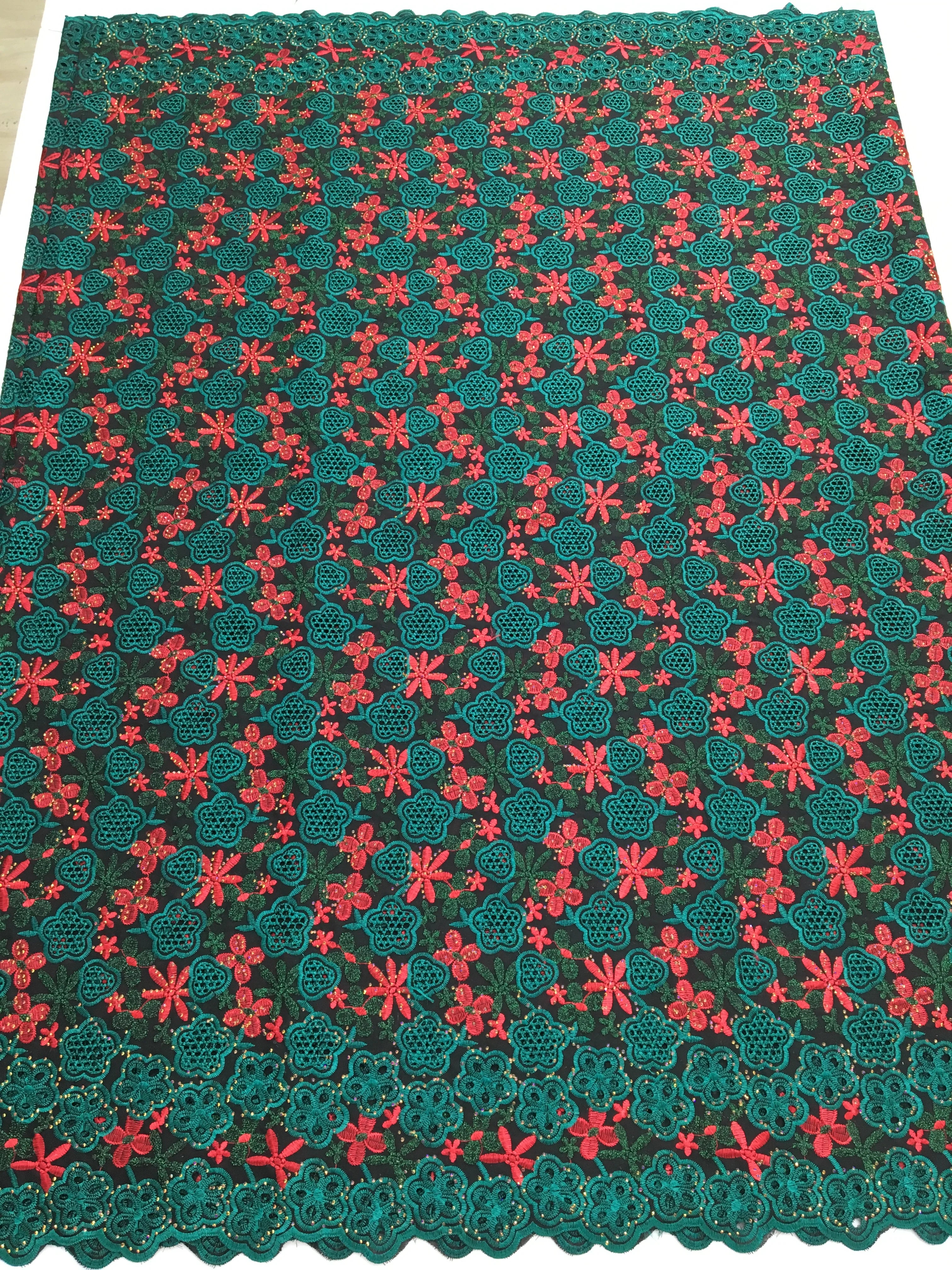 Kalume African Cotton Embroidered Lace Fabric With Stones 2025 Nigerian Swiss Voile Lace Fabric Flower For Sewing Dress F4325
