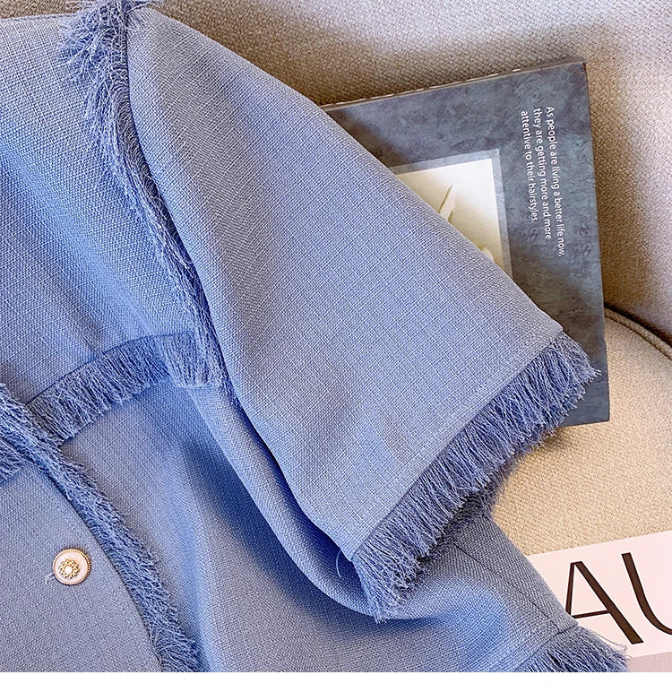 Women's clothing 2025 summer new style small suit tassel jacket and fashionable casual pants two-piece set for women