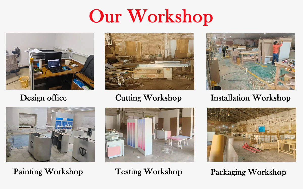 Modern Eco-Friendly White Folding Commodity Shelf Kraft Paper Front Desk Reception Desk Display Stand Checkout Counters