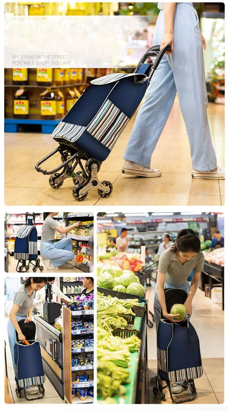 Light Grocery Shopping Trolley Climbing Stairs Folding Trailer Household Outdoor Travel Hand Pull Shopping Cart