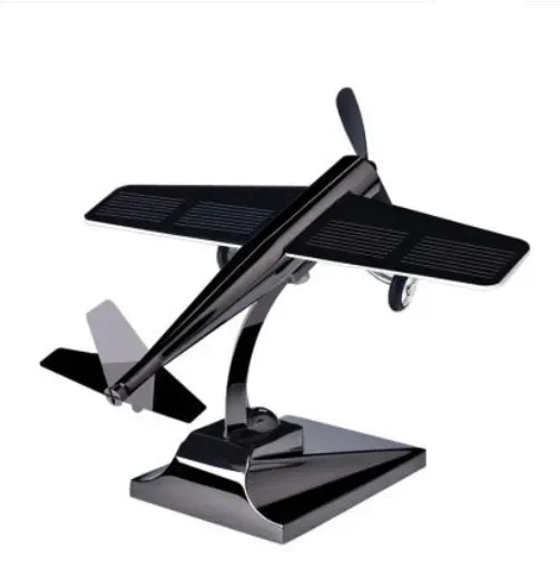 Eco Friendly Solar Aircraft Model Decoration Charming Plane Ornament for Car Enthusiasts and Home Accents