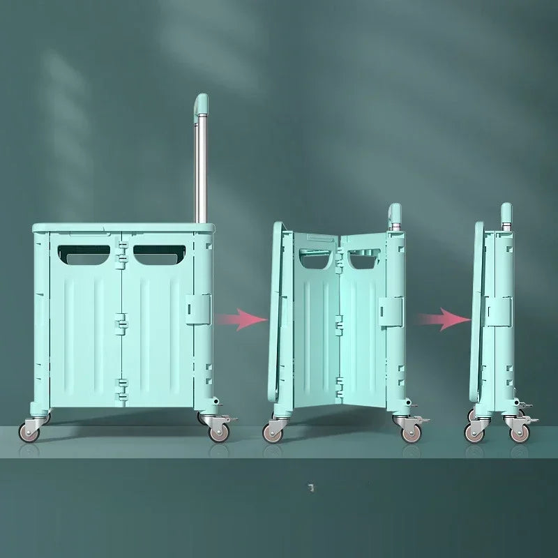 Eco-Friendly Foldable Cart - Lightweight Rolling Trolley with Telescopic Handle, for Groceries, Storage & Sustainable Shopping