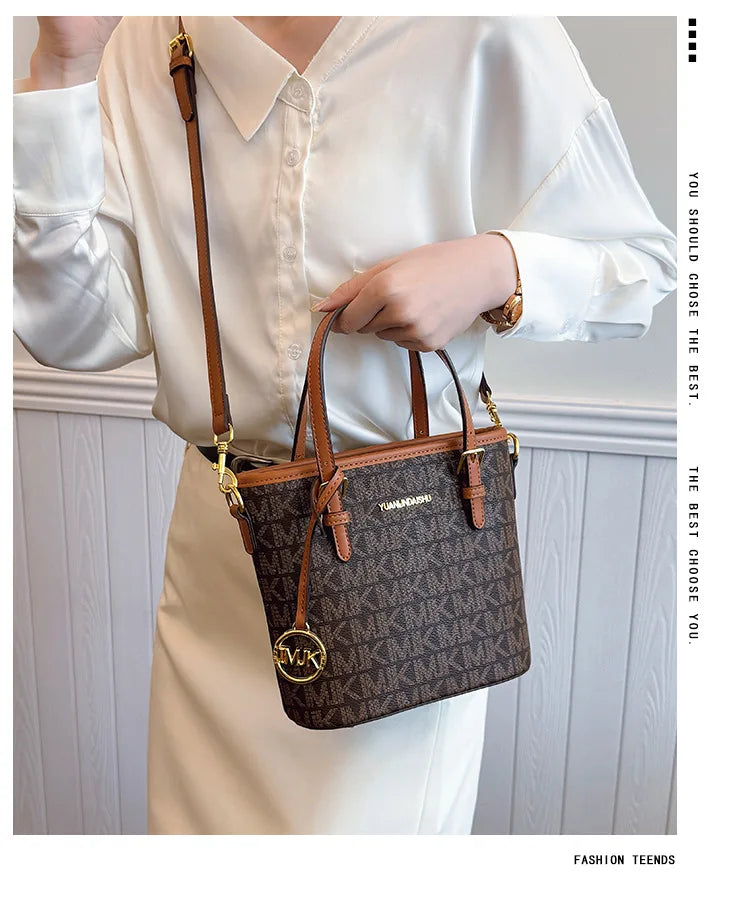 Luxury 2025 Vintage Print Bucket Bag - Premium Shoulder & Crossbody Purse with Detachable Strap, Fashion Designer Handbag