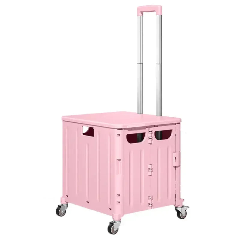 Eco-Friendly Foldable Cart - Lightweight Rolling Trolley with Telescopic Handle, for Groceries, Storage & Sustainable Shopping