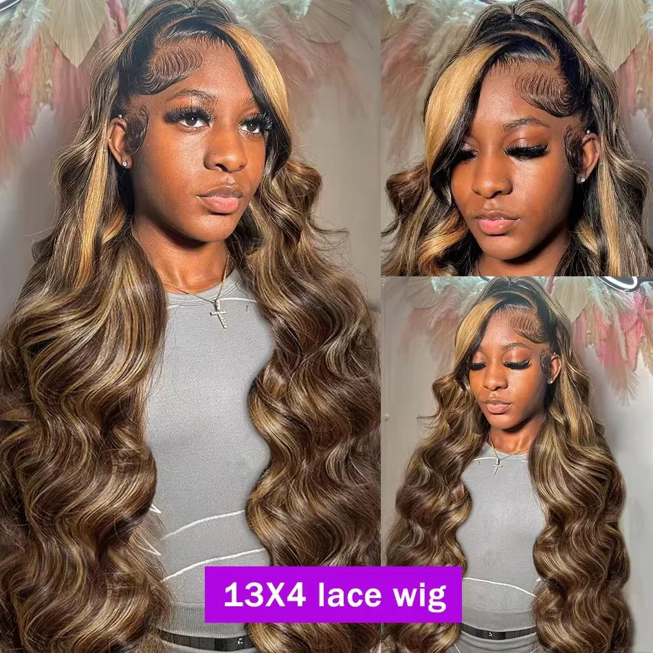 30 32 Inch 4/27 Highlight Body Wave 13x6 Hd Human Hair Lace Frontal Wigs Colored Ombre 13x4 Lace Front Wig Brazilian For Women