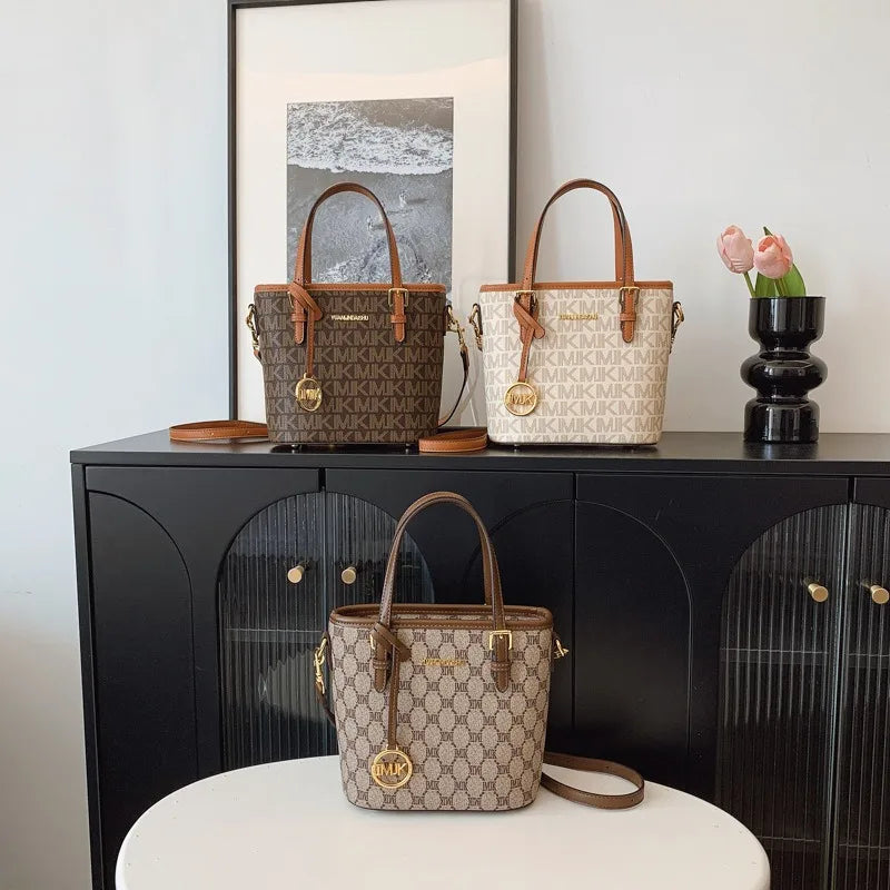 Luxury 2025 Vintage Print Bucket Bag - Premium Shoulder & Crossbody Purse with Detachable Strap, Fashion Designer Handbag