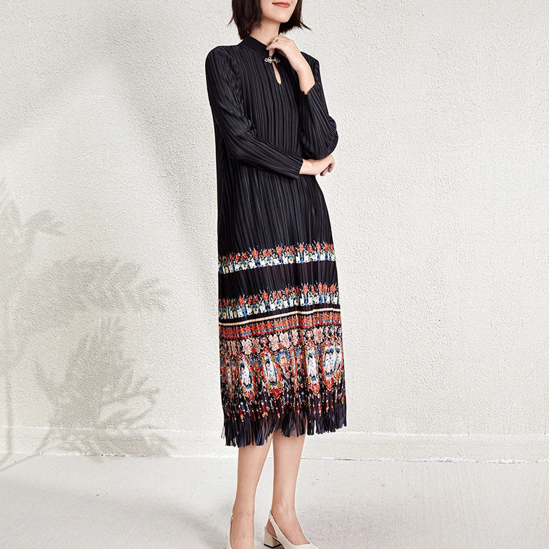 Ladies Dresses 2025 Elegant Casual Dresses Miyake Pleated Dresses